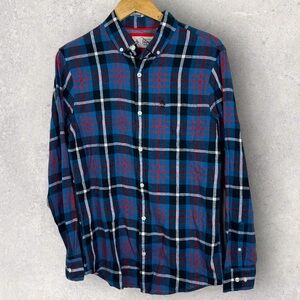 NEW Original Penguin Blue Plaid Long Sleeve‎ Shirt Mens Size Small Button Down S
